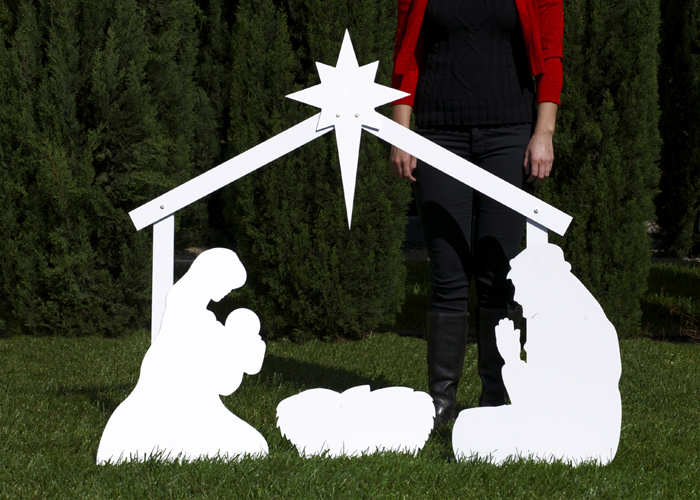 Silhouette White Outdoor Nativity Set Holy Family Set by Outdoor
