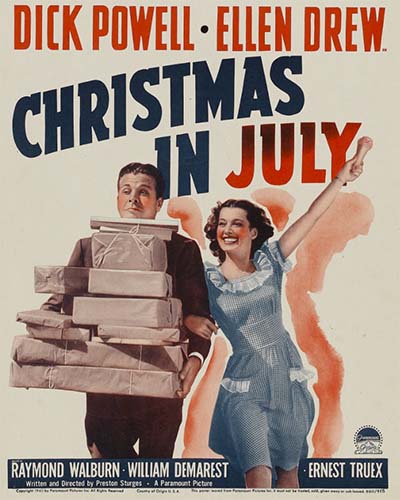 Man and women carrying boxes of gifts in summer