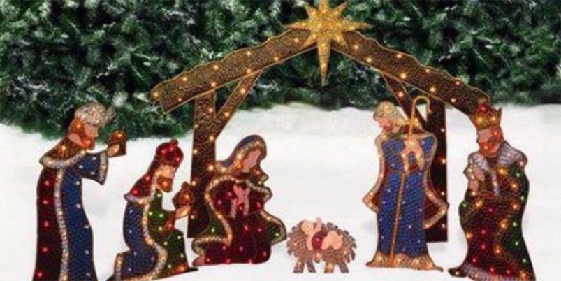 Holiday Time Nativity Set with Manger Light Sculpture