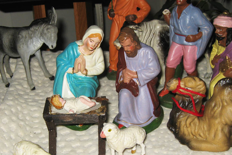 Tabletop plastic creche nativity from 1960s