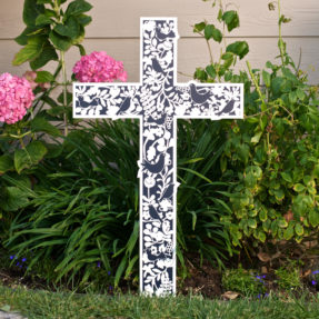 Outdoor Plastic Cross with flower pattern