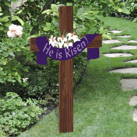 He is risen easter yard cross outdoor nativity store