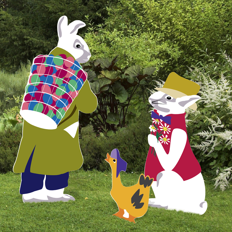 Easter Rabbits Color Yard Figures