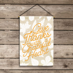 Give Thanks Autumn Leaves Banner