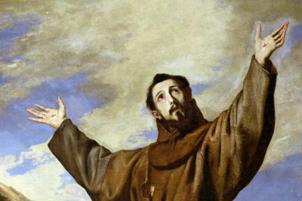 Saint Francis with hands in air