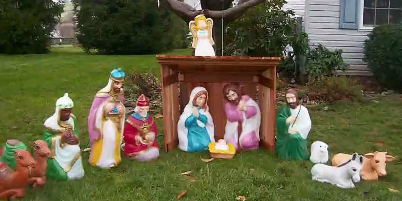 nativity scene in blow mold style