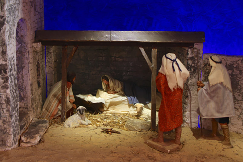 Holy family nativity scene display at Glencairn castle
