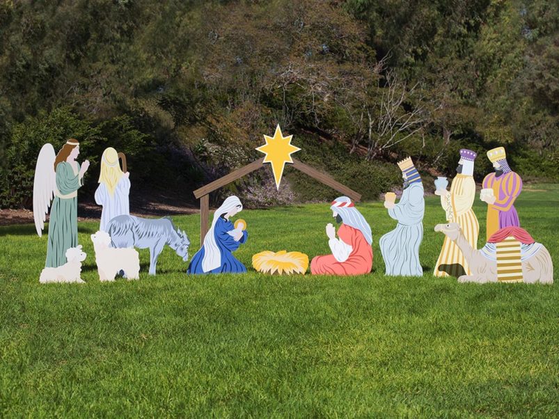 Complete color outdoor nativity set